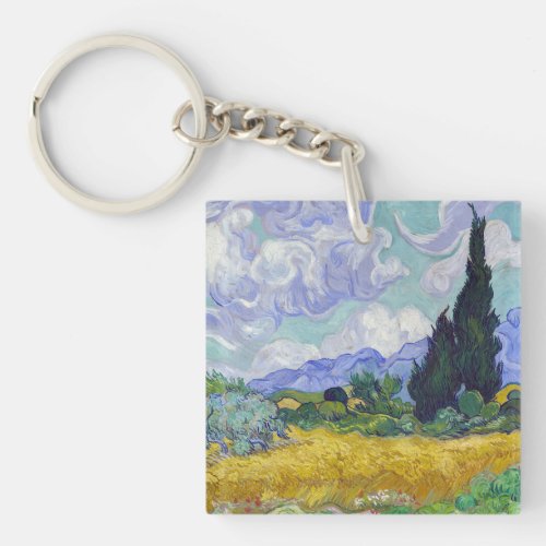Vincent Van Gogh _ Wheat Field with Cypresses Keychain