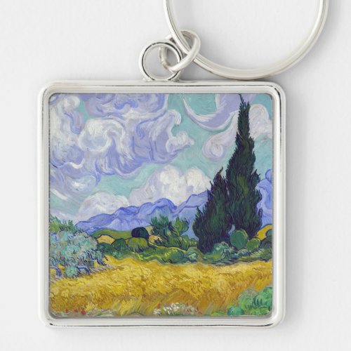 Vincent Van Gogh _ Wheat Field with Cypresses Keychain