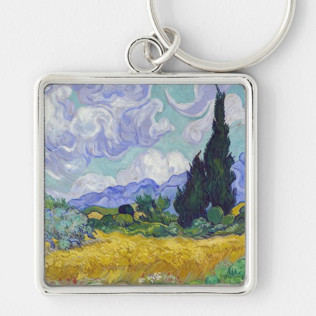 Vincent Van Gogh - Wheat Field with Cypresses Keychain (Front)