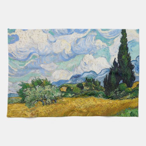 Vincent Van Gogh _ Wheat Field with Cypresses Kitchen Towel