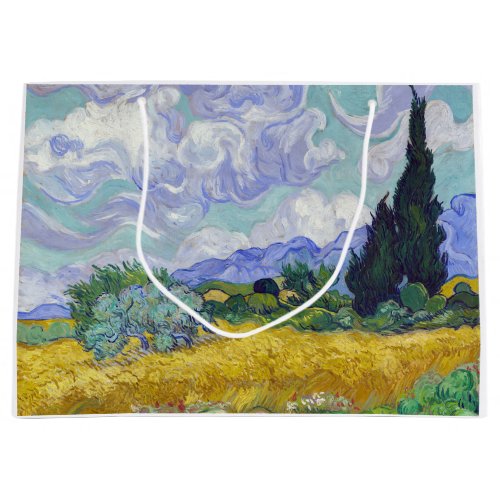 Vincent Van Gogh _ Wheat Field with Cypresses Large Gift Bag