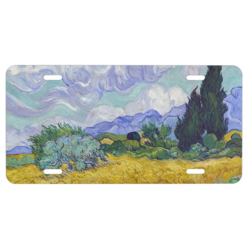 Vincent Van Gogh _ Wheat Field with Cypresses License Plate