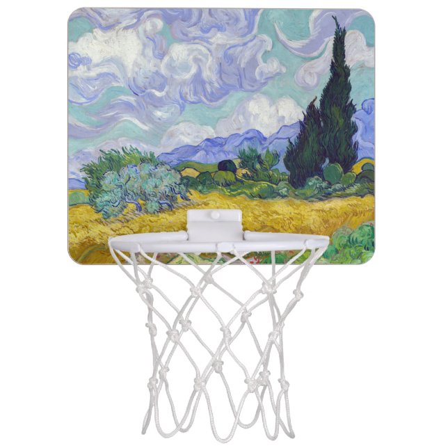 Vincent Van Gogh - Wheat Field with Cypresses Mini Basketball Hoop (Front)