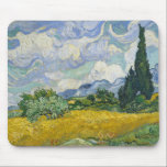 Vincent Van Gogh Wheat Field with Cypresses Mouse Pad<br><div class="desc">Beautiful artwork from 1889 by the famous painter Vincent Van Gogh,  one of my favorite artists from the impressionist period. This impressionism landscape art features tall green cypresses set against pretty swirling clouds above a wheat field.</div>