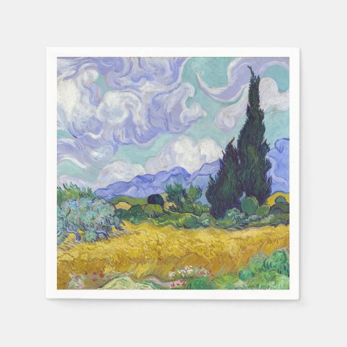 Vincent Van Gogh _ Wheat Field with Cypresses Napkins