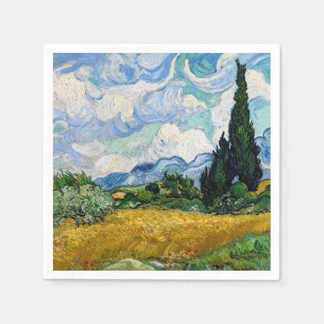 Vincent Van Gogh - Wheat Field with Cypresses Napkins (Front)