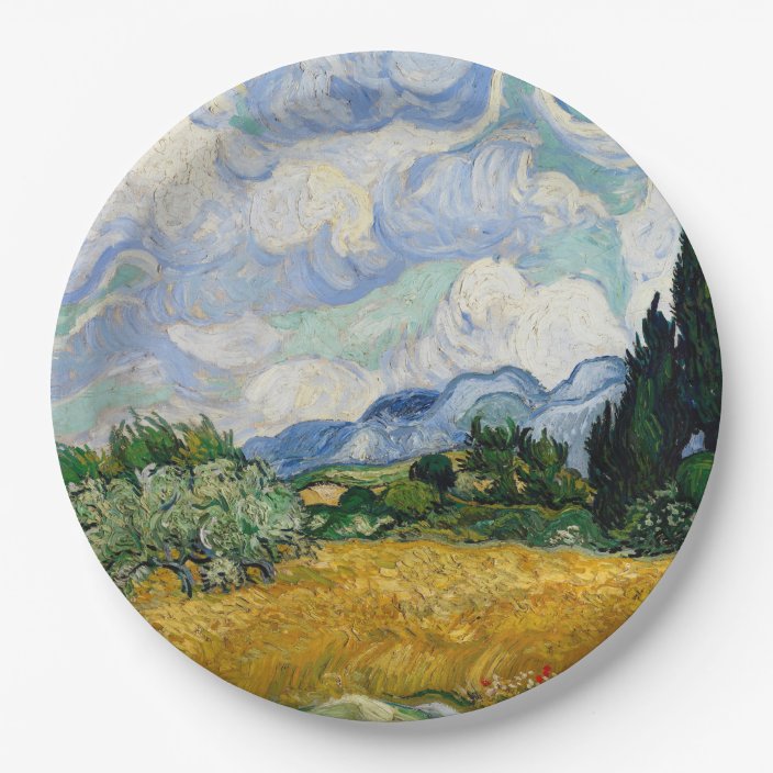 Vincent Van Gogh Wheat Field With Cypresses Paper Plate Zazzle Com Vincent Van Gogh Wheat Field With Cypresses Paper Plate Zazzle Com