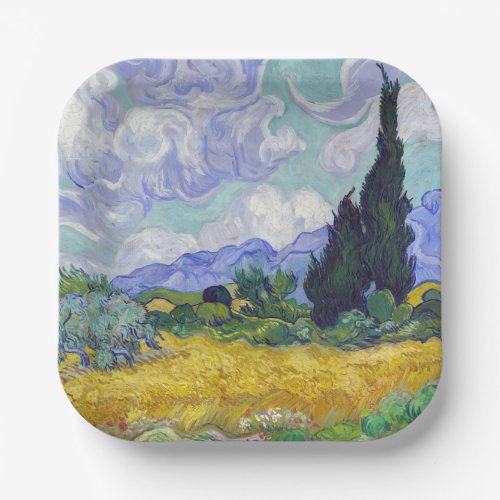 Vincent Van Gogh _ Wheat Field with Cypresses Paper Plates