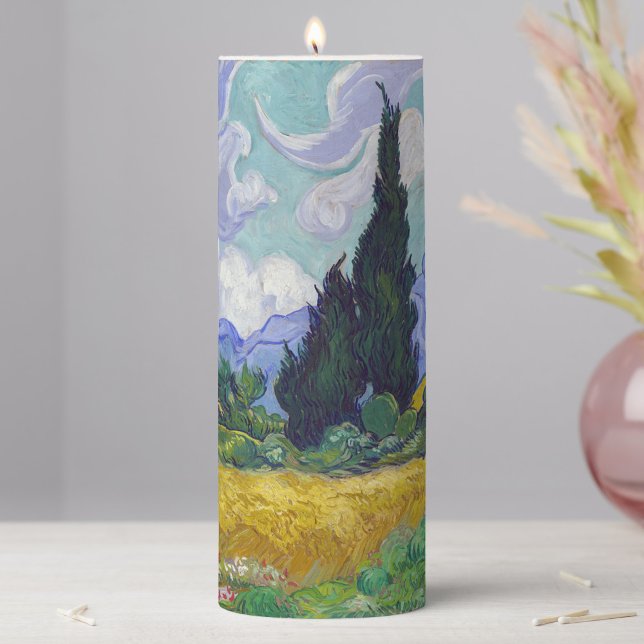 Vincent Van Gogh - Wheat Field with Cypresses Pillar Candle (Creator Uploaded)
