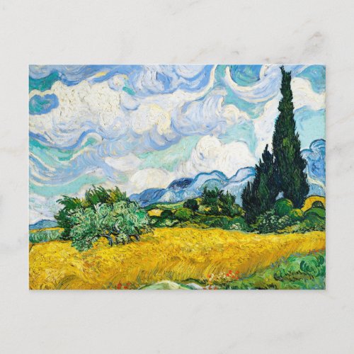 Vincent Van Gogh Wheat Field with Cypresses Postcard