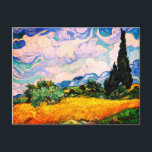 Vincent Van Gogh Wheat Field with Cypresses Postcard<br><div class="desc">Pretty , Vintage , Beautiful painting Vincent Van Gogh Wheat Field with Cypresses Sticker.This is an old masterpiece from the dutch master painter Vincent Van Gogh. This painting is a part of his wheat field series. This series of natural landscapse paintings were inspired by the view of the Alpilles mountains...</div>