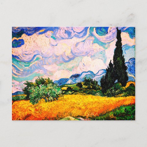 Vincent Van Gogh Wheat Field with Cypresses Postcard