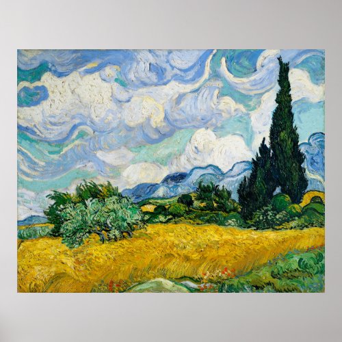 Vincent van Gogh  Wheat Field with Cypresses Poster