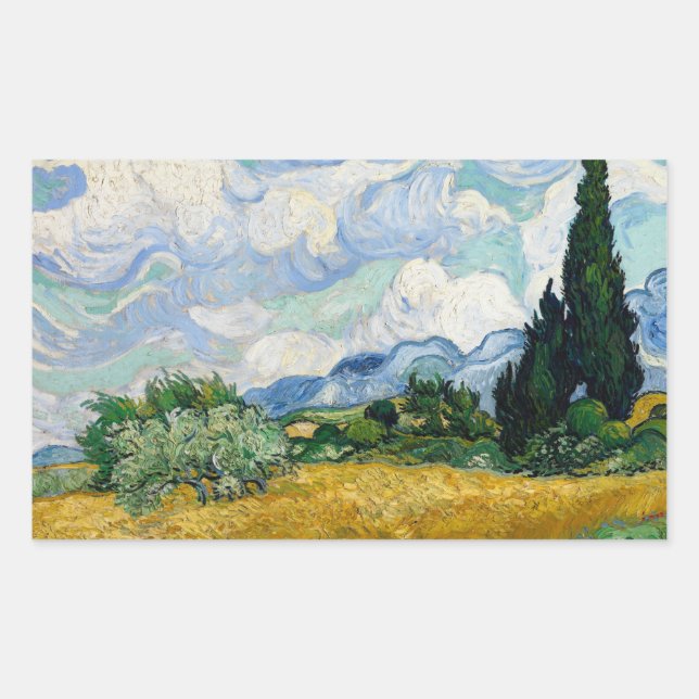 Vincent van Gogh - Wheat Field with Cypresses Rectangular Sticker (Front)