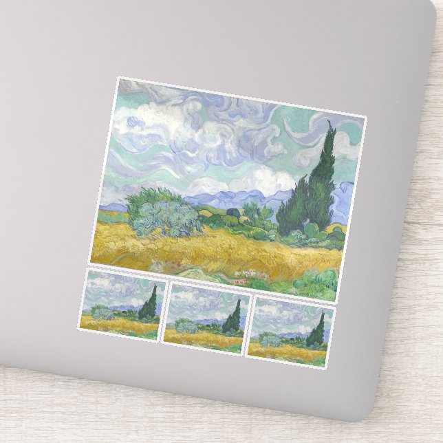 Vincent Van Gogh, Wheat Field with Cypresses Sticker (Detail)