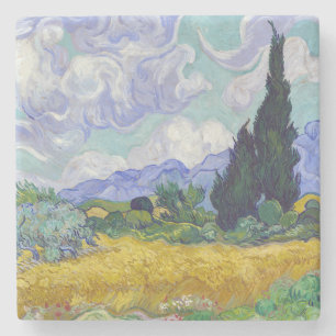 Vincent Van Gogh - Wheat Field with Cypresses Stone Coaster