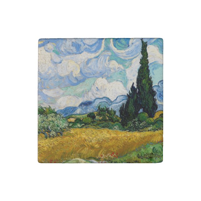 Vincent Van Gogh - Wheat Field with Cypresses Stone Magnet (Front)