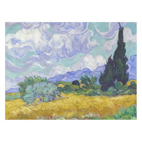 Vincent Van Gogh _ Wheat Field with Cypresses Tablecloth