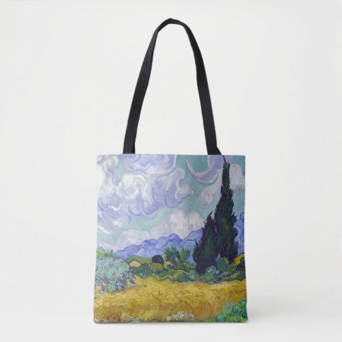 Vincent Van Gogh _ Wheat Field with Cypresses Tote Bag