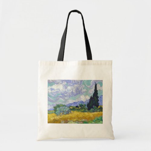 Vincent Van Gogh _ Wheat Field with Cypresses Tote Bag