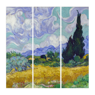 Vincent Van Gogh - Wheat Field with Cypresses Triptych