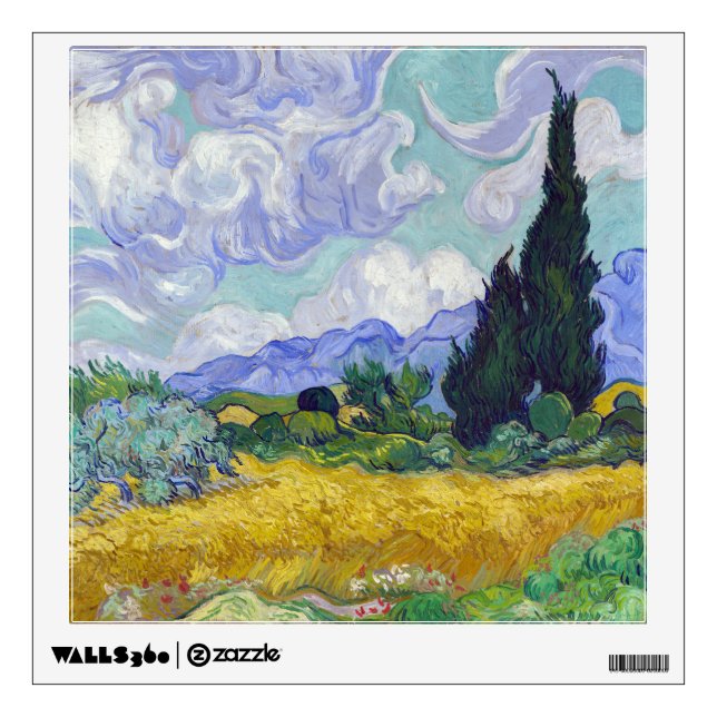 Vincent Van Gogh - Wheat Field with Cypresses Wall Decal (Front)