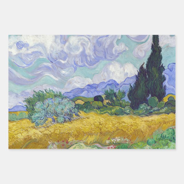 Vincent Van Gogh - Wheat Field with Cypresses Wrapping Paper Sheets (Front)