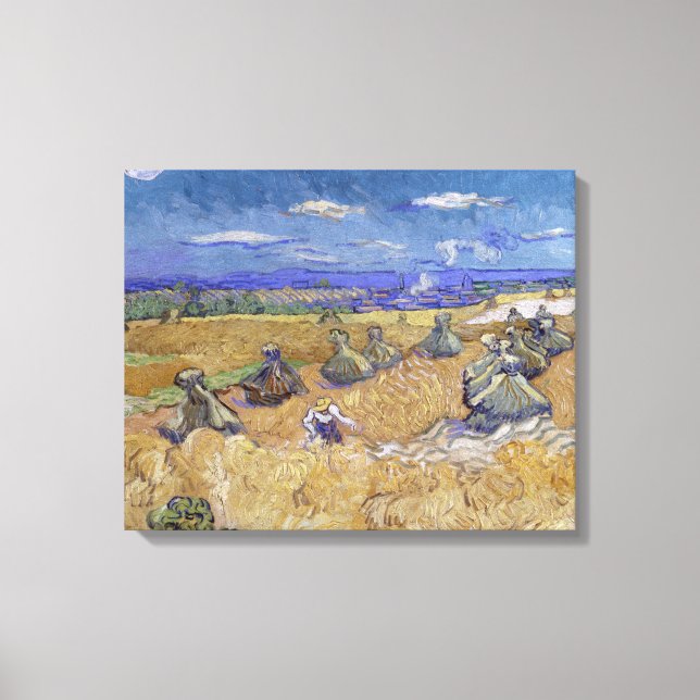 Vincent van Gogh - Wheat Stacks with Reaper Canvas Print (Front)