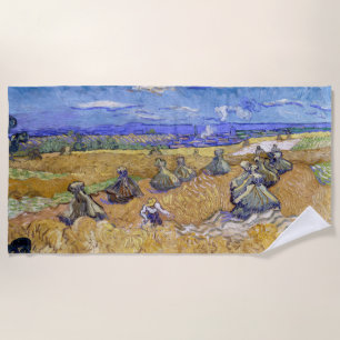 Vincent van Gogh - Wheat Stacks with Reapers Beach Towel