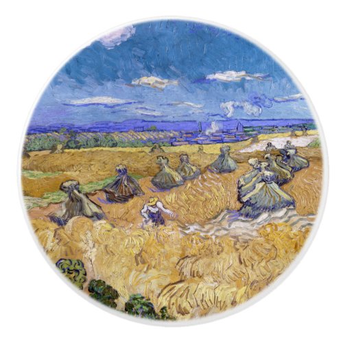 Vincent van Gogh _ Wheat Stacks with Reapers Ceramic Knob