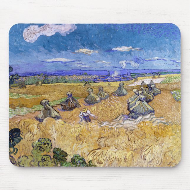 Vincent van Gogh - Wheat Stacks with Reapers Mouse Pad (Front)