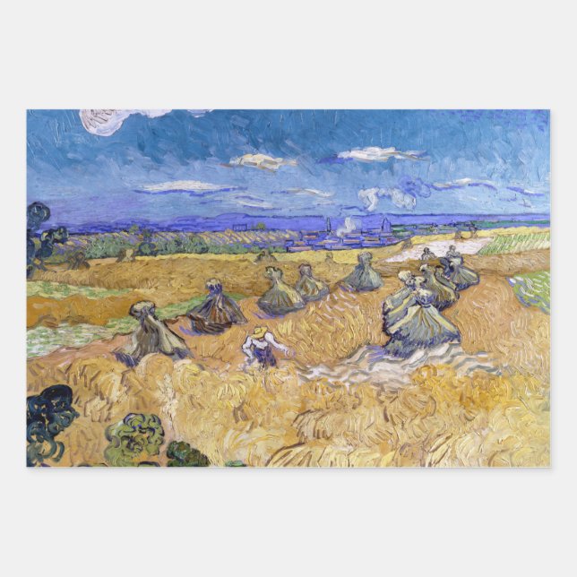 Vincent van Gogh - Wheat Stacks with Reapers Wrapping Paper Sheets (Front)
