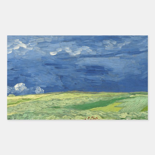 Vincent van Gogh - Wheatfield under Thunderclouds Rectangular Sticker (Front)