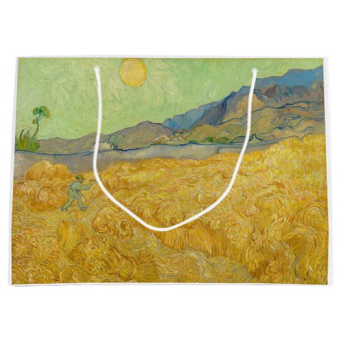 Vincent van Gogh _ Wheatfield with a Reaper Large Gift Bag