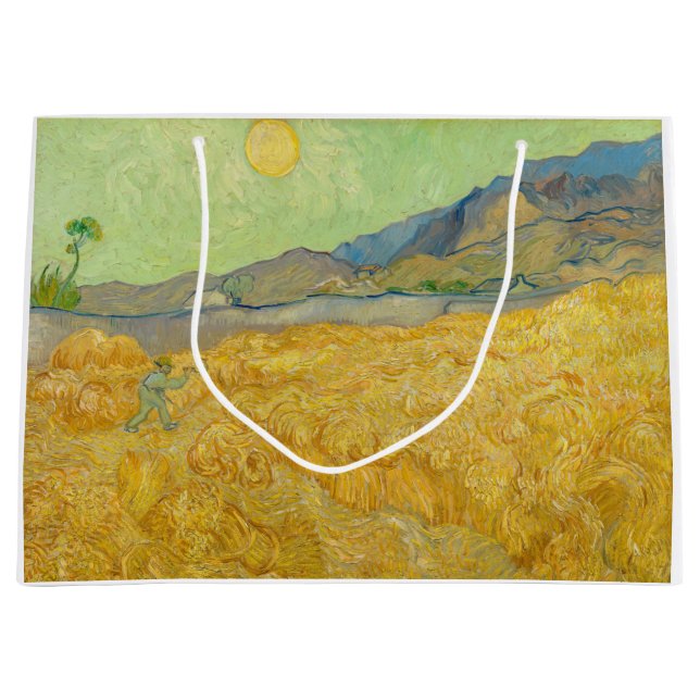Vincent van Gogh - Wheatfield with a Reaper Large Gift Bag (Front)