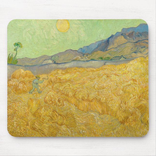 Vincent van Gogh - Wheatfield with a Reaper Mouse Pad (Front)
