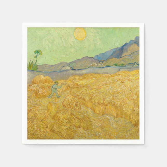 Vincent van Gogh - Wheatfield with a Reaper Napkins (Front)
