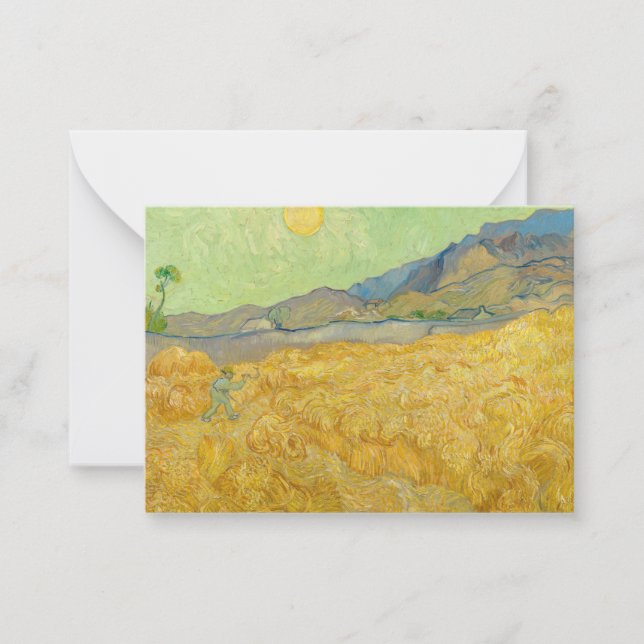 Vincent van Gogh - Wheatfield with a Reaper Note Card (Front)