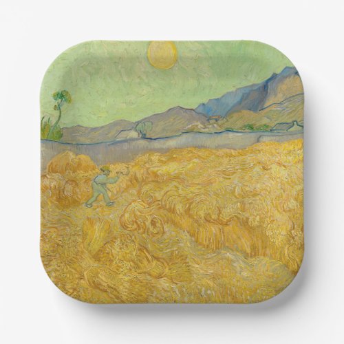 Vincent van Gogh _ Wheatfield with a Reaper Paper Plates