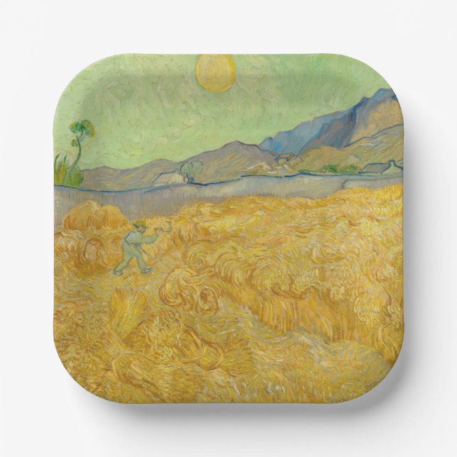Vincent van Gogh - Wheatfield with a Reaper Paper Plates (Front)