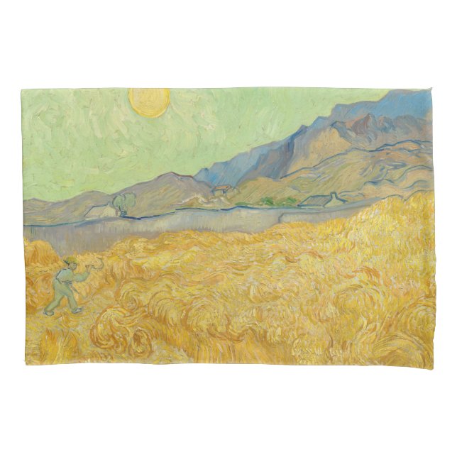 Vincent van Gogh - Wheatfield with a Reaper Pillow Case (Front)