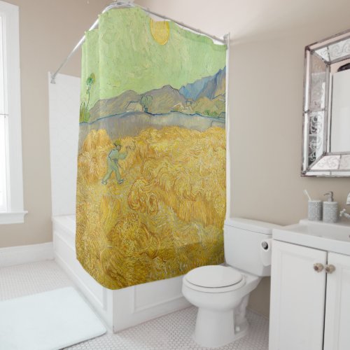 Vincent van Gogh _ Wheatfield with a Reaper Shower Curtain