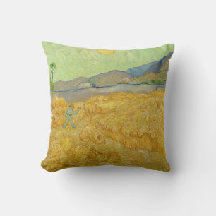 Vincent van Gogh - Wheatfield with a Reaper Throw Pillow