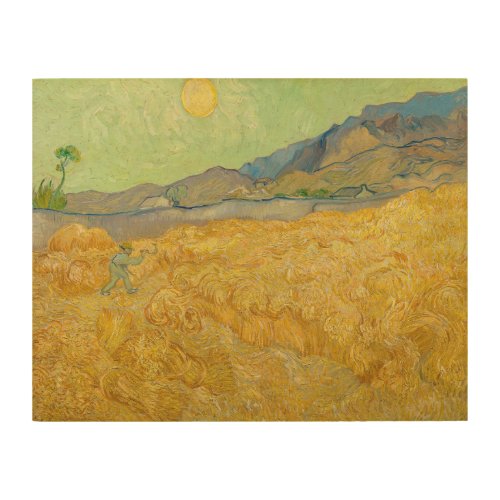 Vincent van Gogh _ Wheatfield with a Reaper Wood Wall Art