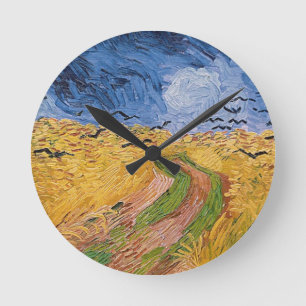 Vincent van Gogh   Wheatfield with Crows, 1890 Round Clock