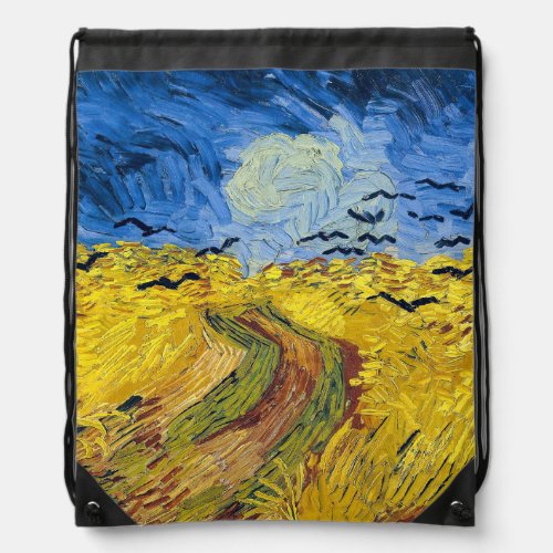 Vincent van Gogh _ Wheatfield with Crows Drawstring Bag