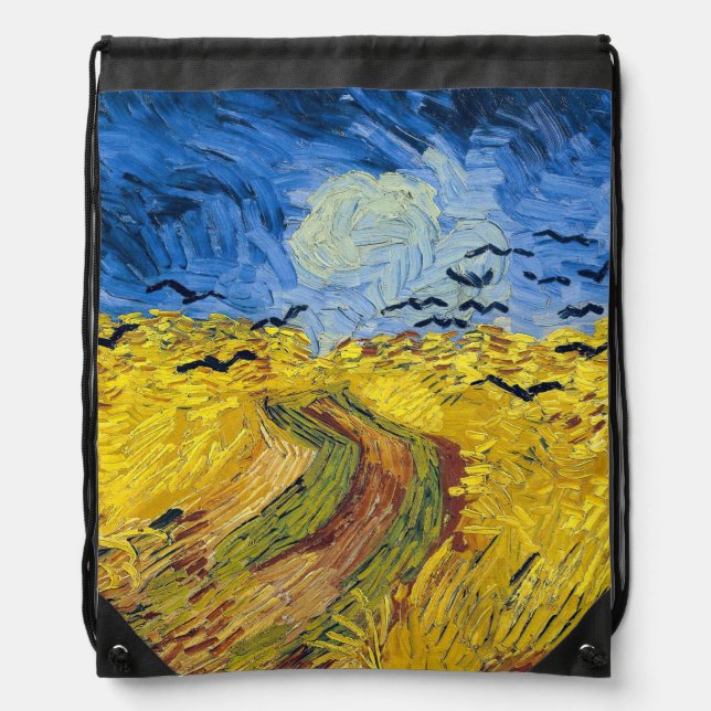 Vincent van Gogh - Wheatfield with Crows Drawstring Bag (Front)