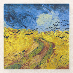 Vincent van Gogh - Wheatfield with Crows Glass Coaster