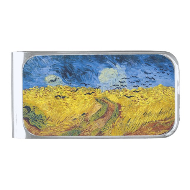 Vincent van Gogh - Wheatfield with Crows Silver Finish Money Clip (Front)