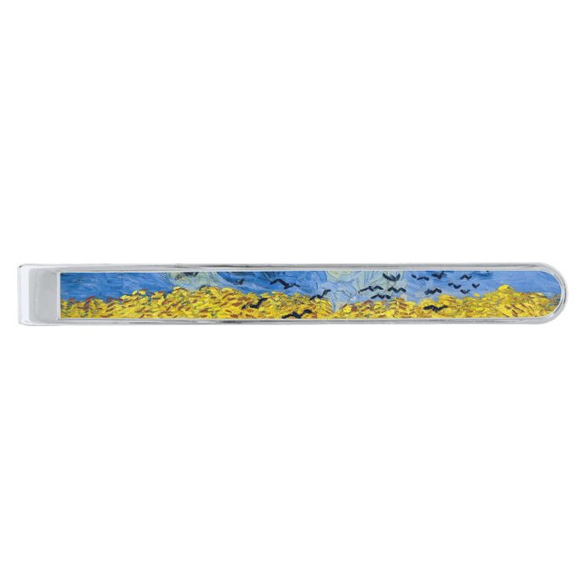 Vincent van Gogh - Wheatfield with Crows Silver Finish Tie Bar (Front)